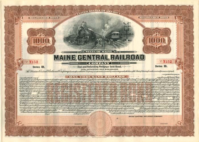 Maine Central Railroad - $1,000 - Bond